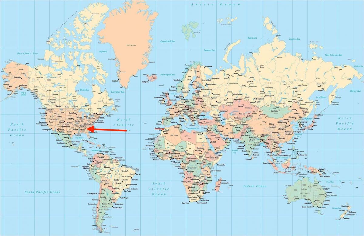 Atlanta Standort auf der Weltkarte