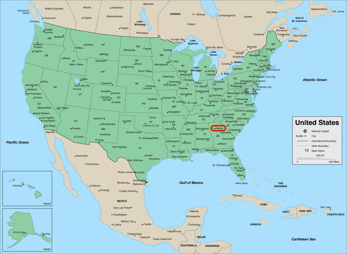 Atlanta auf Georgia - USA-Karte