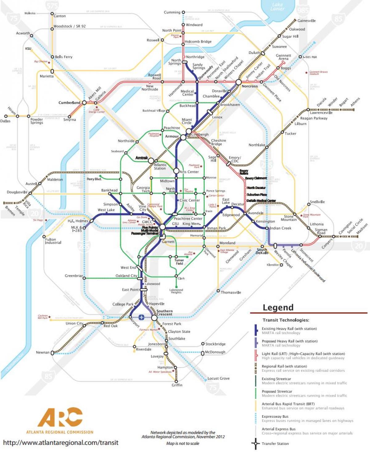 Karte der Bahnhöfe in Atlanta